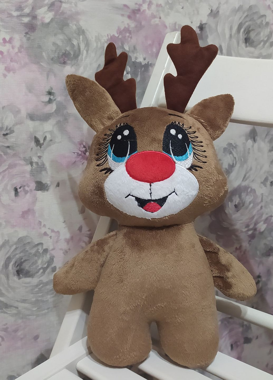Плюшевая игрушка новогодний олень рудольф 30 см (04600) No Brand (269803048)