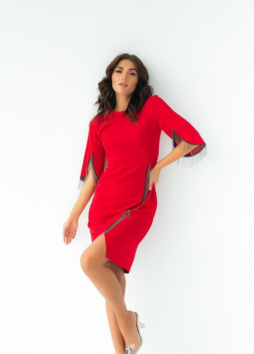 Красное вечернее платье футляр FashionYouWant однотонное