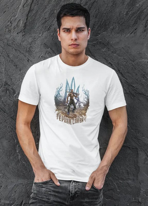 Белая принтованая мужская футболка патриотическая xs Mishe 11000141