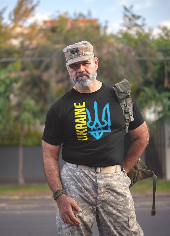 Черная мужская футболка с украинской символикой xs с коротким рукавом Mishe 110000121