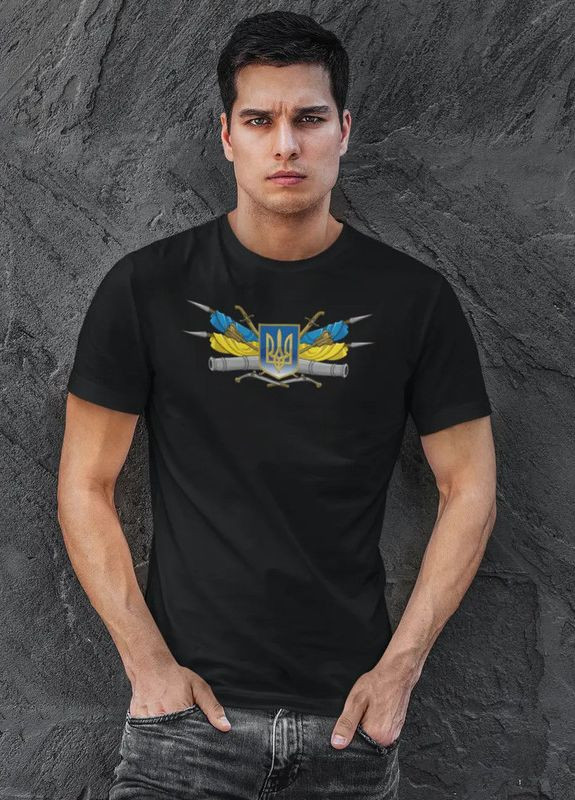Черная принтованая мужская футболка патриотическая xs с коротким рукавом Mishe 110000116