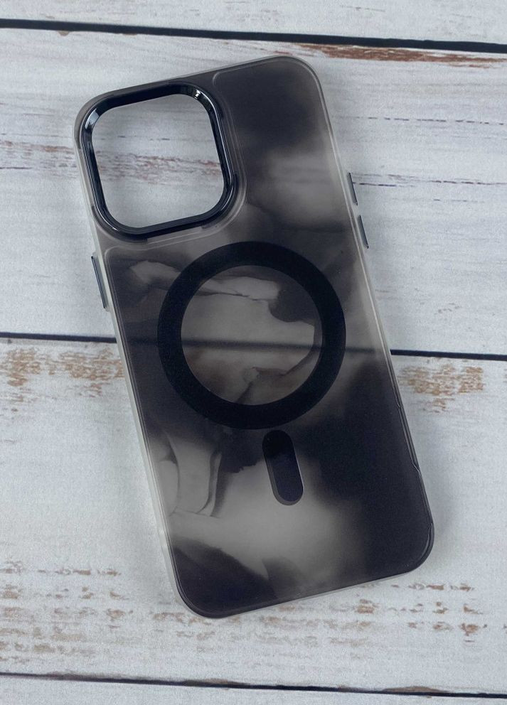 Чехол Stylish Creative с MagSafe для iPhone 14 Plus Прозрачно-черный Wave (269696041)