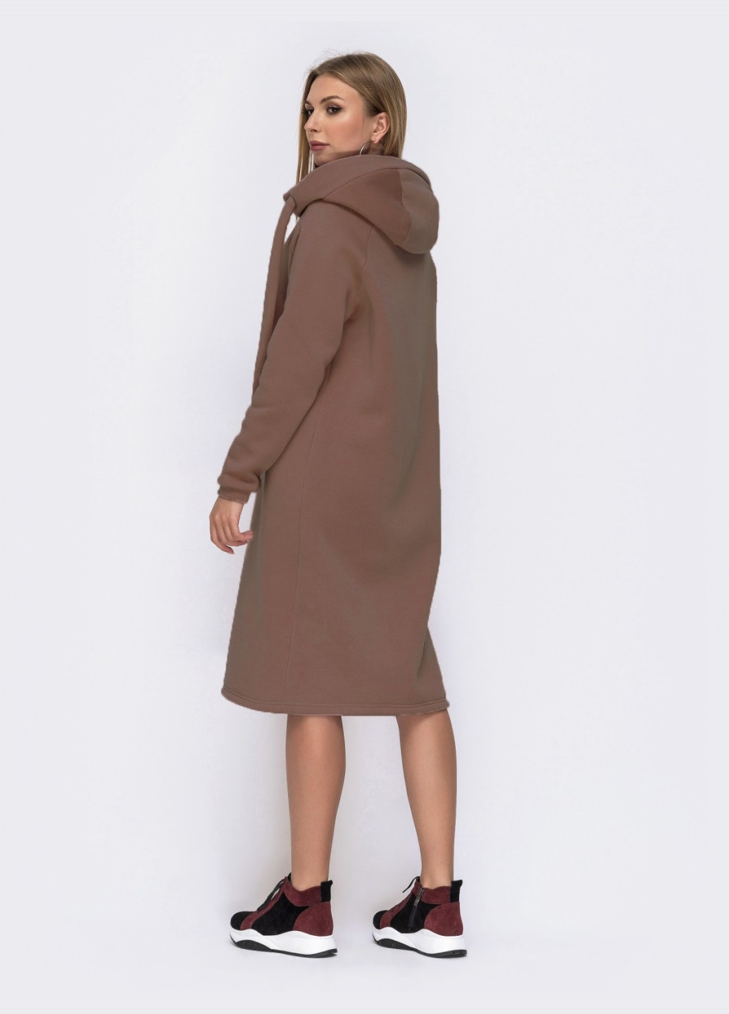 Коричнева коричнева сукня на флісі в стилі oversize з капюшоном Dressa