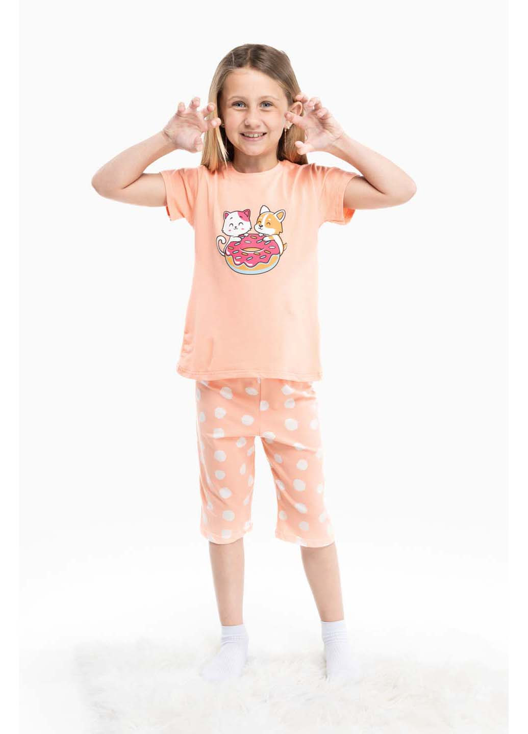 Персиковая всесезон пижама для девочки Elmos