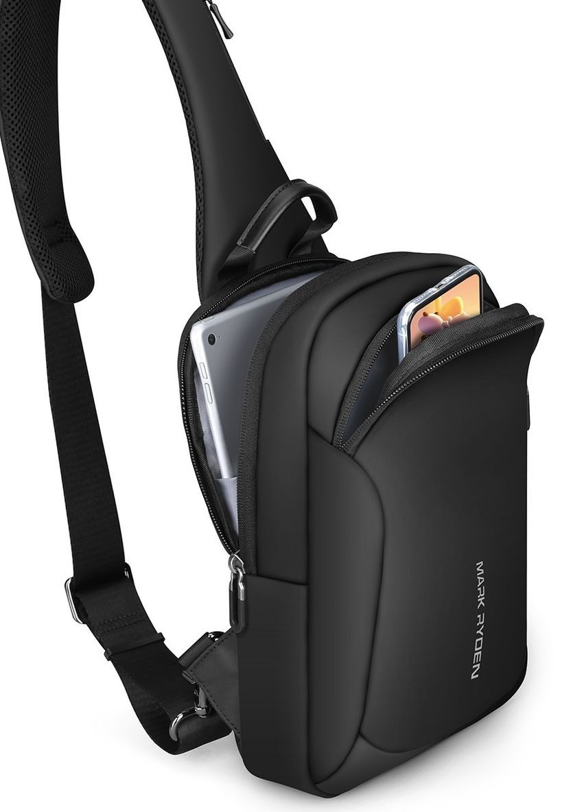 Рюкзак з однією лямкою (крос боді) Mini Current MR7191 з USB об'єм 6л. Чорний (MR-7191-2208UA) Mark Ryden (270013864)