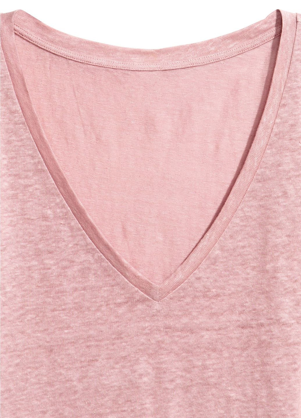 Світло-рожева літня футболка лляна H&M
