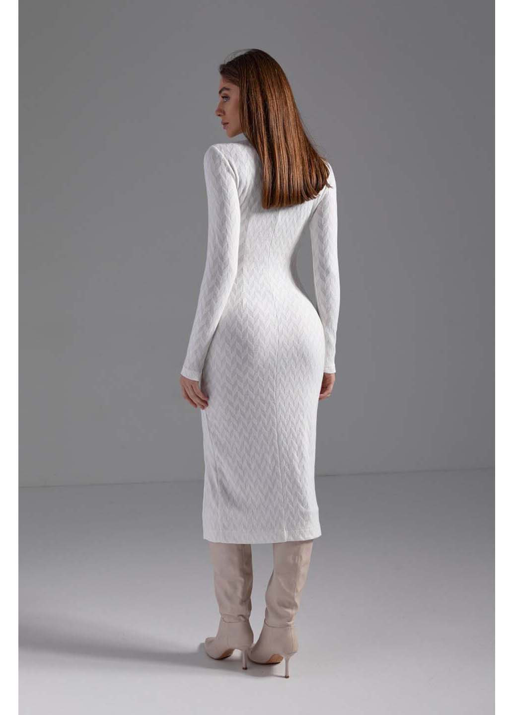 Молочное повседневный платье SL-Fashion