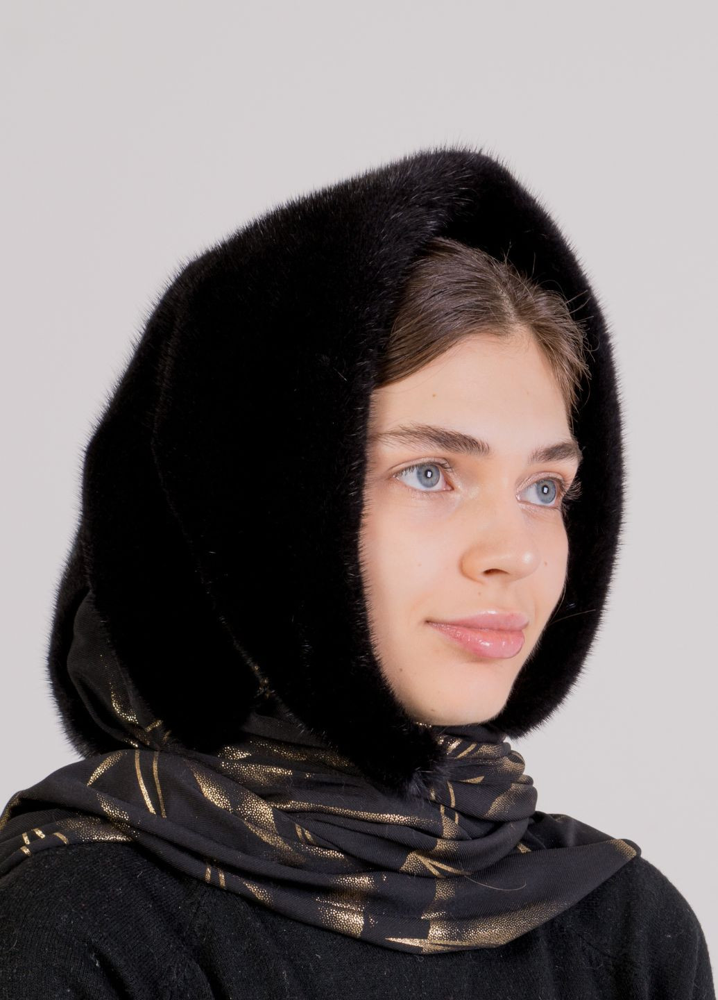Женская зимняя теплая норковая косынка на голову Меховой Стиль павук (269909816)