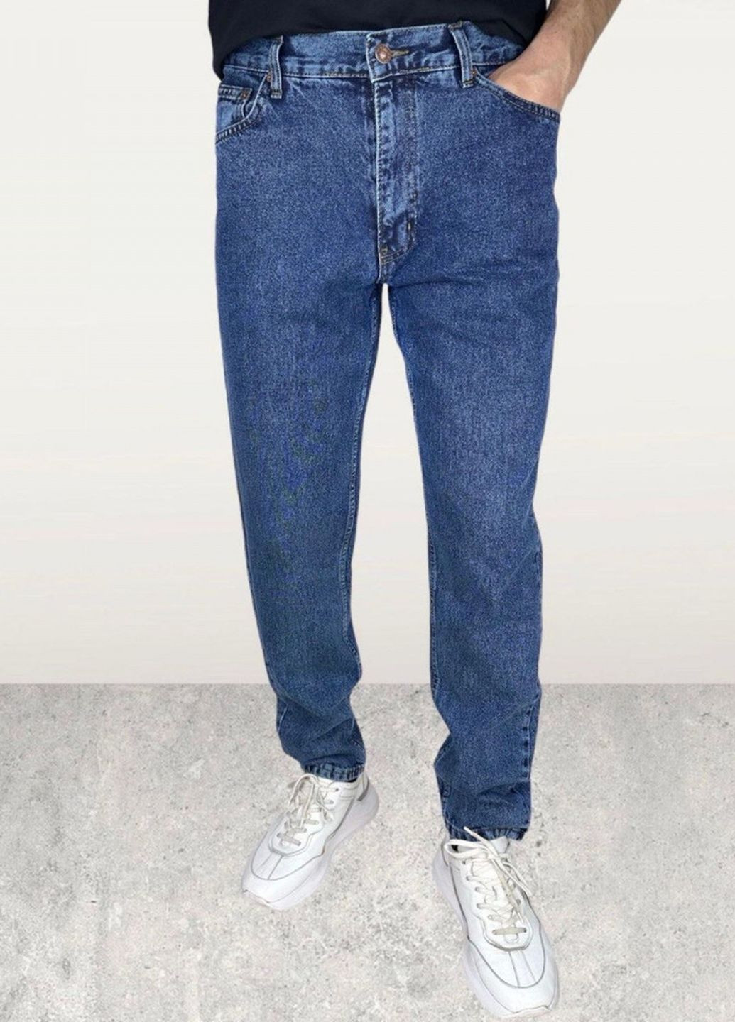 Синие демисезонные джинси вільного крою мом 100 w blue Brooklyn