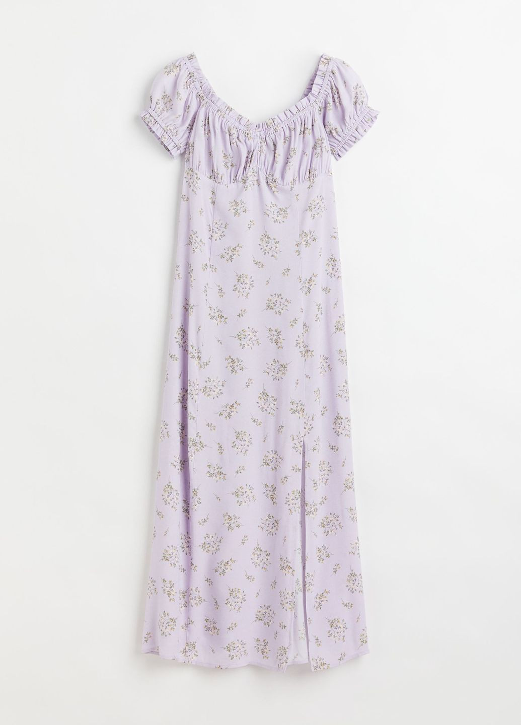 Лавандовое повседневный платье H&M с цветочным принтом