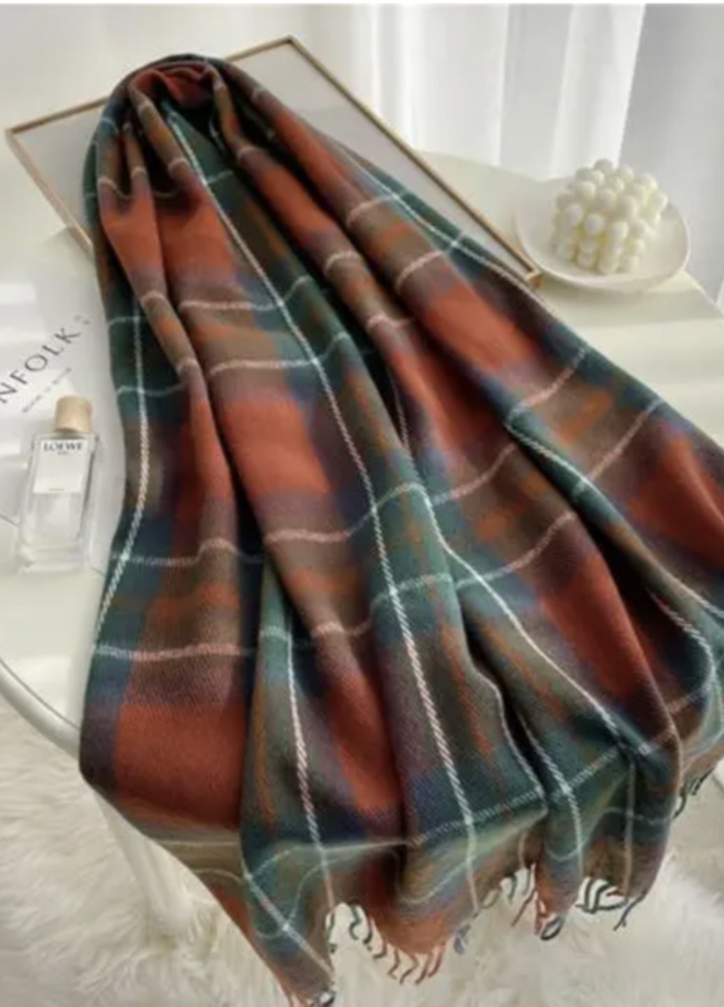 Шарф жіночий зимовий в клітинку Різдвяний Self Service 200х60 см No Brand (269993158)