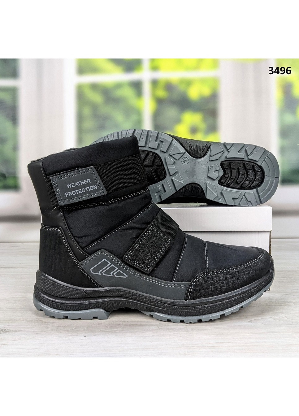 Черные зимние сапоги дутики мужские черные спортивного плана Paolla