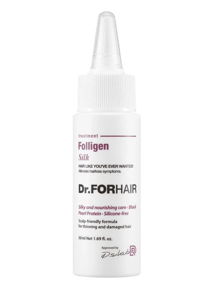 Відновлювальна маска — кондиціонер для пошкодженого волосся Folligen Silk Treatment 50 ml Dr.Forhair (269999485)