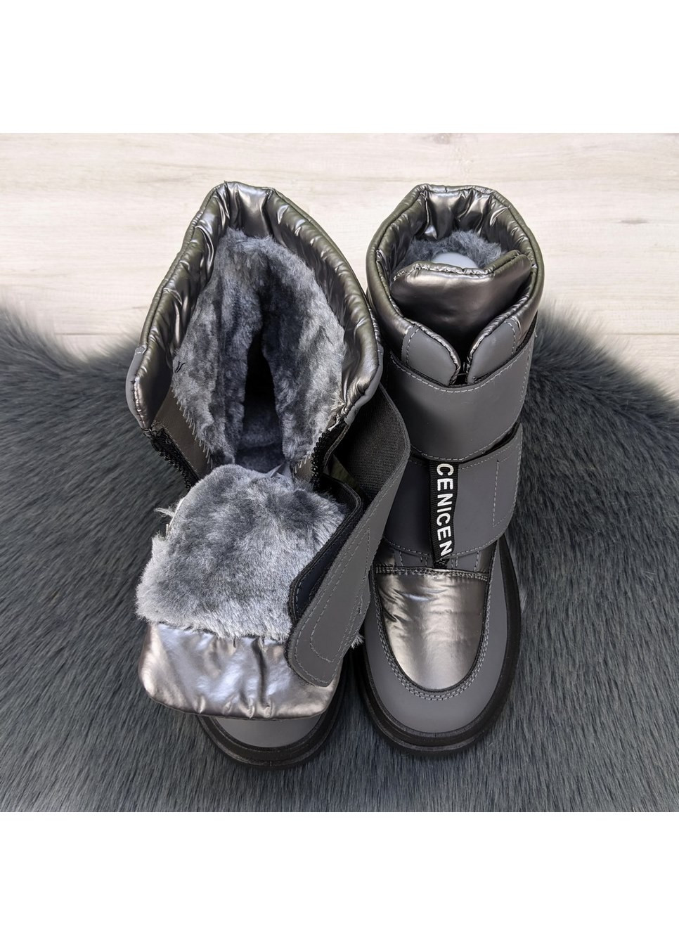 Зимние ботинки дутики женские на меху LM тканевые