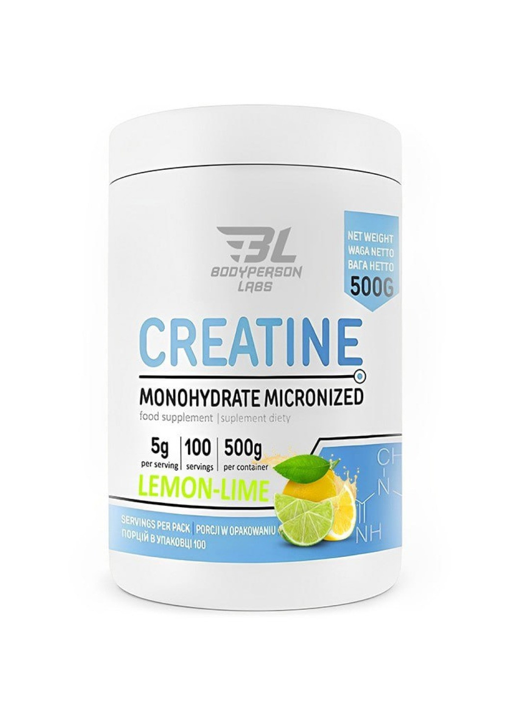 Креатин для роста мышечной массы Creatine monohydrate - 500g Lemon Lime Bodyperson Labs (270007853)