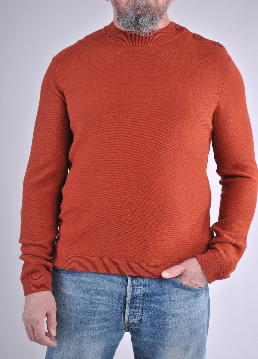Теракотовий демісезонний красивий светр з гудзиками Only & Sons