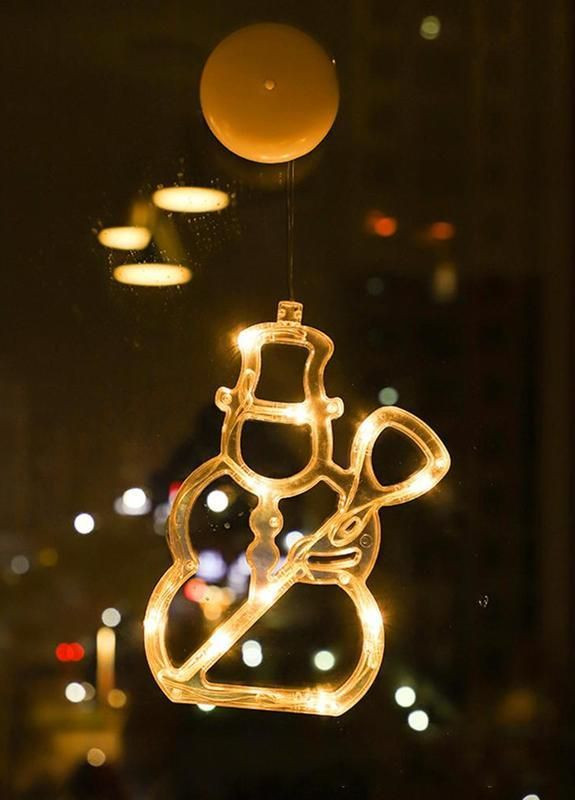 Гірлянда-фігурка НА БАТАРЕЙКАХ Сніговик 20см теплий білий (жовтий, золотий) прозорий провід світильник нічник Po Fanu (270091705)