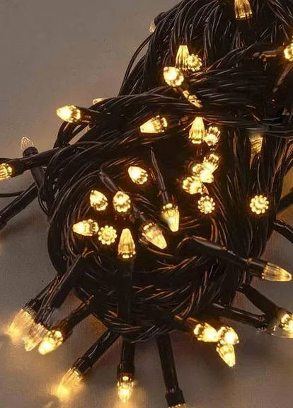 Гирлянда светодиодная нить на черном проводе Конус 400 led 20м белый теплый (желтый золотой) 8 режимов Po Fanu (270091710)