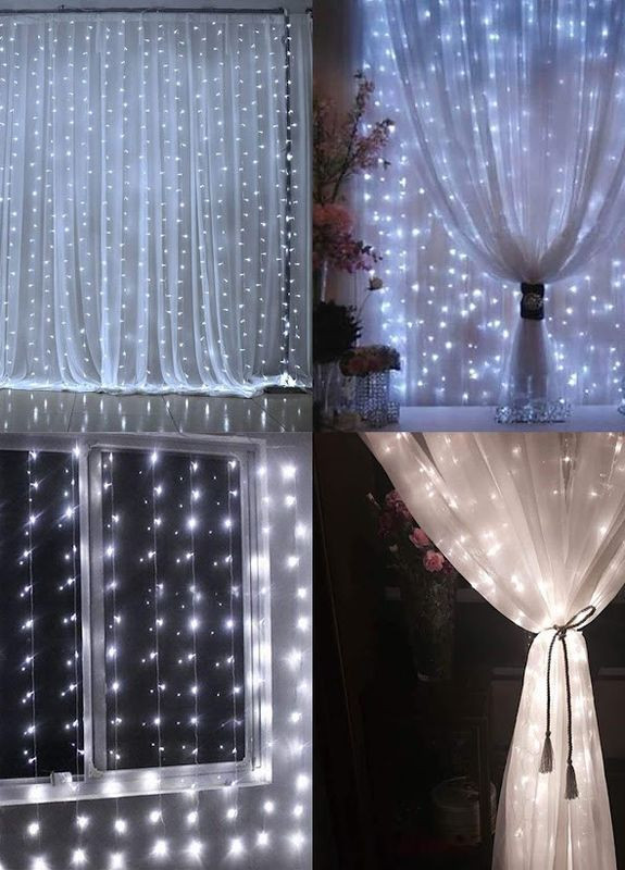Гірлянда штора-водоспад бахрома 3*3м 480 LED + з'єднувач, 8 режимів БІЛА Po Fanu (270091725)