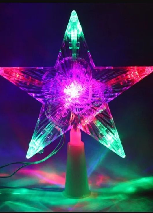 Новогодняя верхушка на Елку большая Звезда 25см, гирлянда от сети на елку Мульти 220В Po Fanu (270091693)