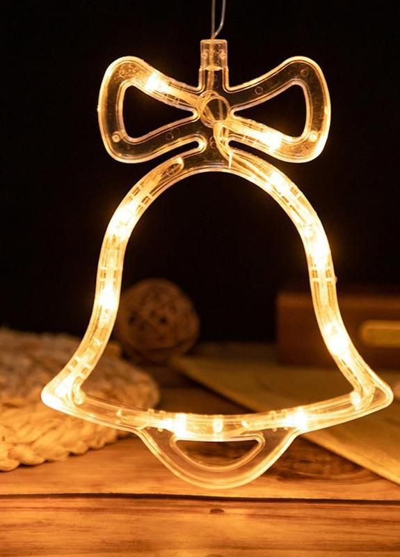 Гірлянда-фігурка НА БАТАРЕЙКАХ Дзвіночок 20см теплий білий (жовтий, золотий) прозорий провід світильник нічник Po Fanu (270091707)
