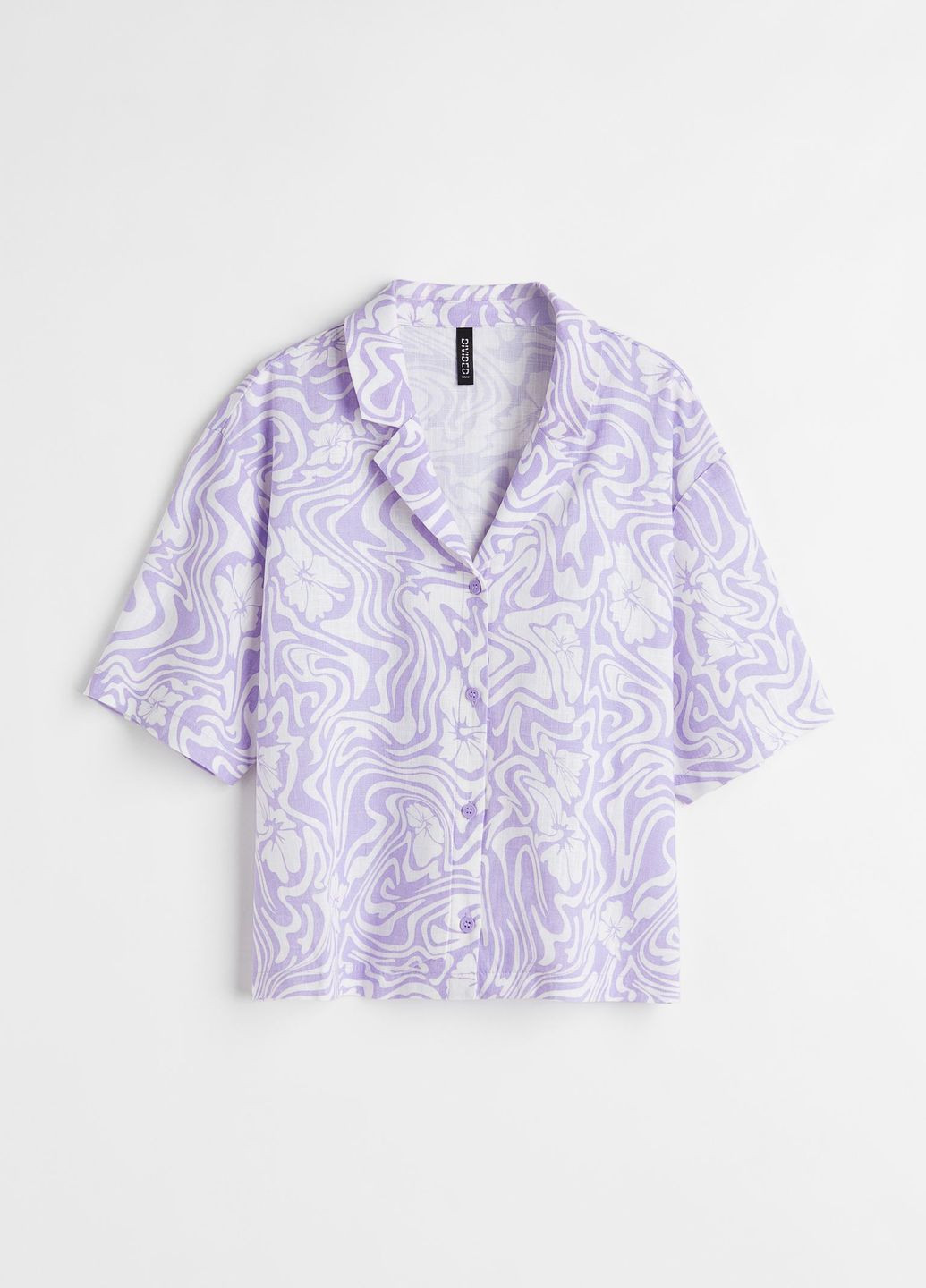 Лавандовая повседневный рубашка с абстрактным узором H&M