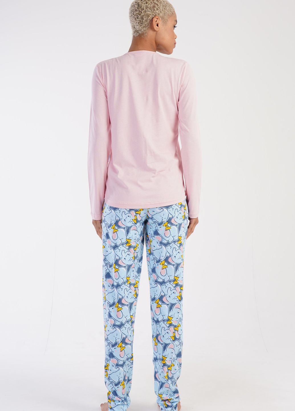 Рожева зимня жіноча піжама (лонгслів, штани) лонгслив + брюки Vienetta