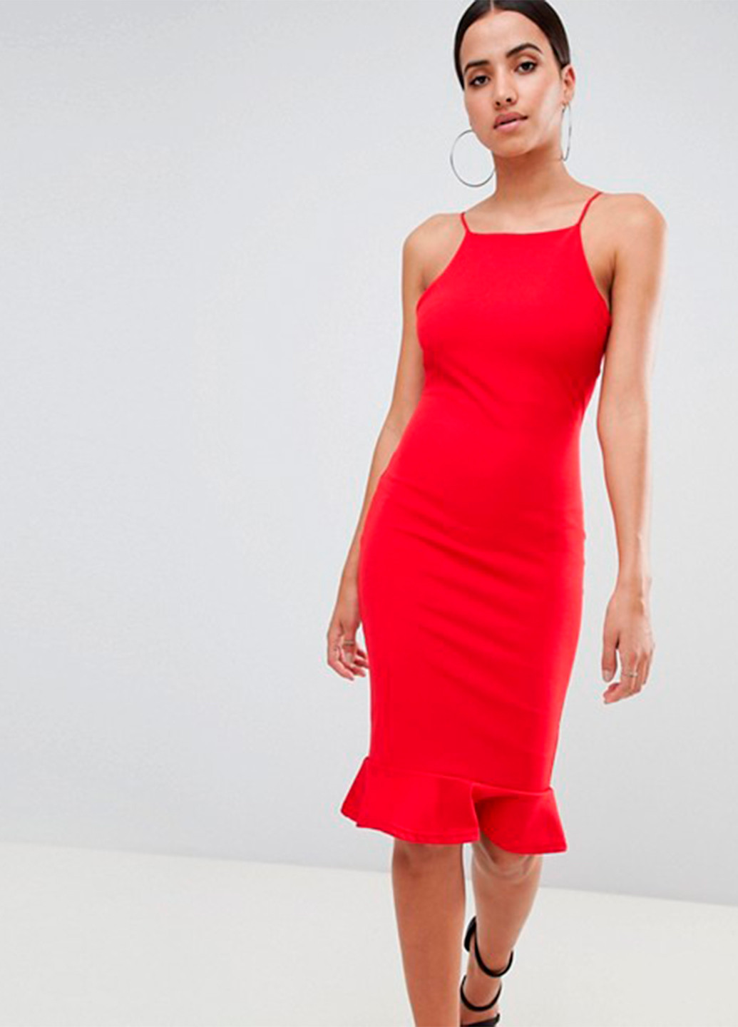 Червона святковий, коктейльна жіноча червона міді сукня футляр Missguided однотонна