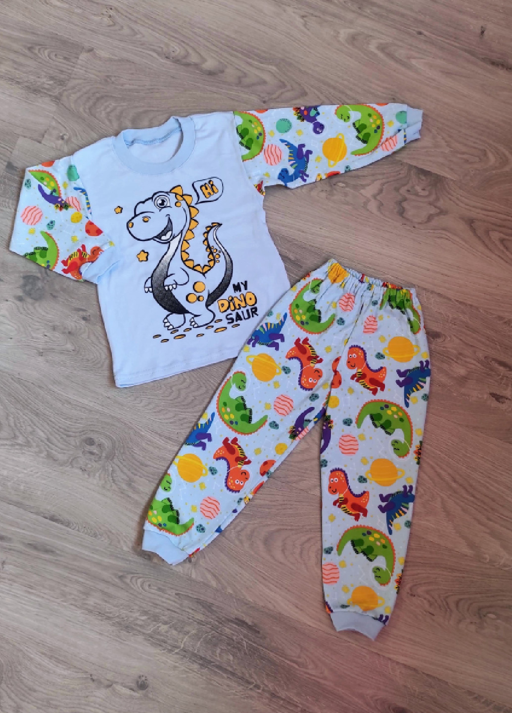 Комбінована всесезон піжама дитяча динозавр лонгслів + брюки No Brand