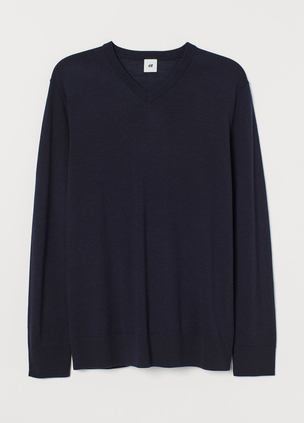 Темно-синий демисезонный свитер premium selection из мериносовой шерсти темно-синий повседневный демисезон джемпер H&M