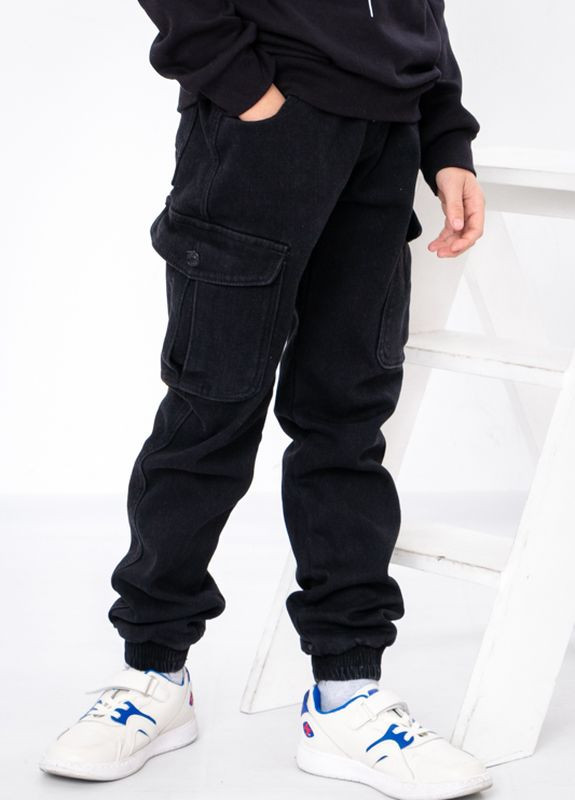 Черные зимние джинсы для мальчика на флисе No Brand