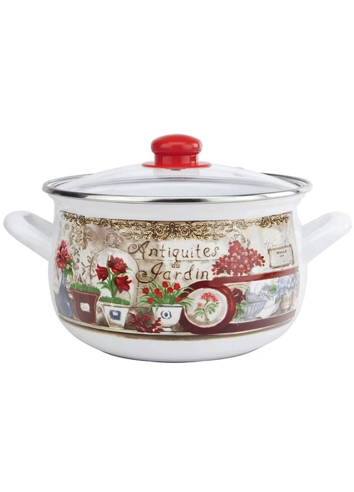 Каструля емальована Квітковий сад GT-T-122-FG 22 см 5,1 л Gusto (270111947)