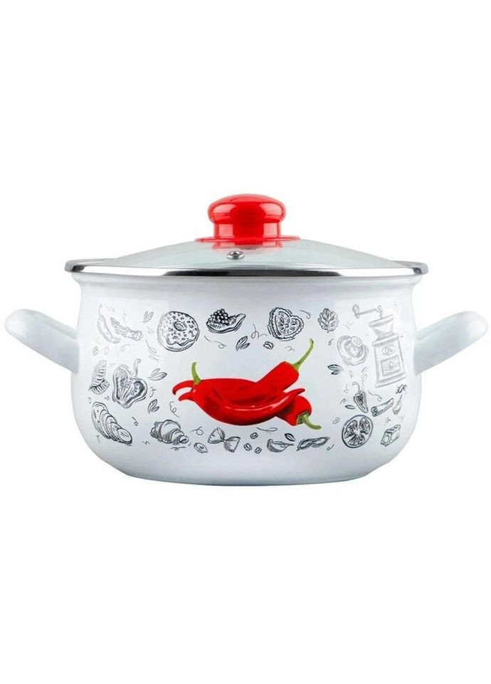 Каструля емальована Перчинка біла GT-T-118-WP 18 см 3.1 л Gusto (270111975)