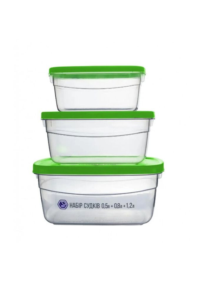 Набір контейнерів харчових NP-95з 3 предмети зелений Stenson (270111553)