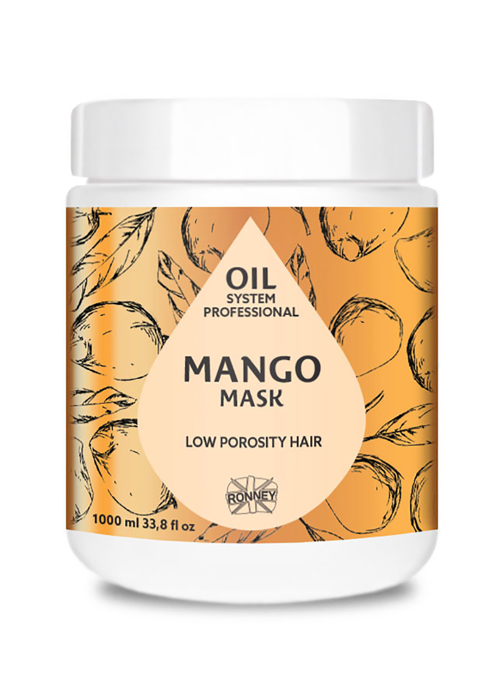 Маска для волос с низкой пористостью Professional Oil System Mango, 1000 мл RONNEY (270199213)
