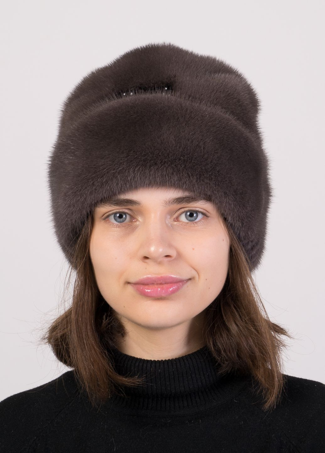 Женская зимняя теплая норковая шапка Меховой Стиль рукавичка (270365805)