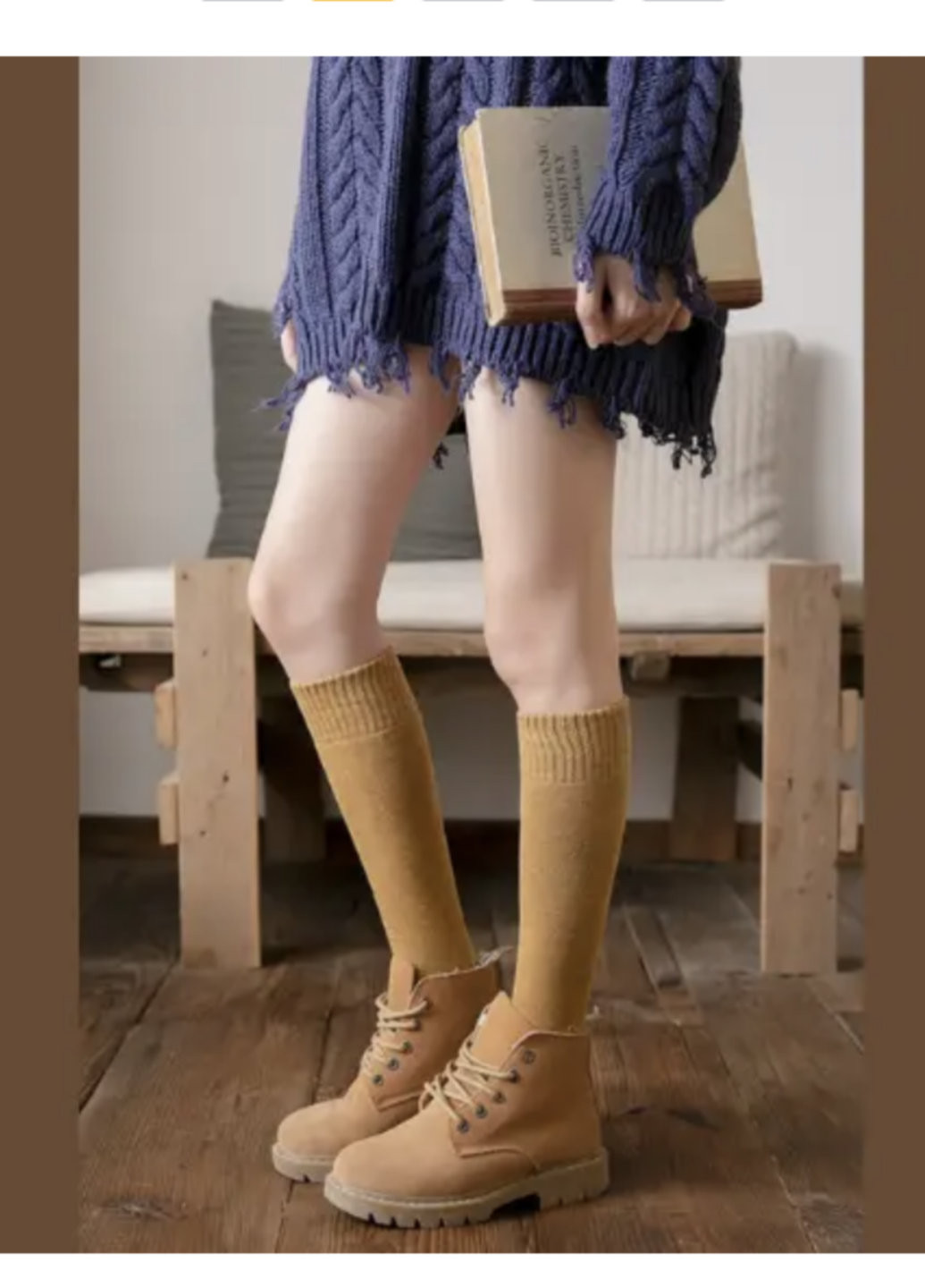 Женские высокие шерстяные носки теплые YIBATE 36-42 куркума No Brand (270363772)