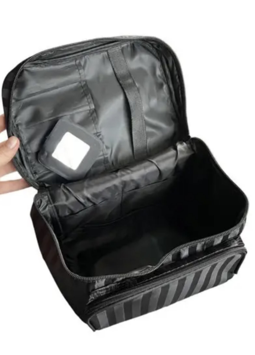 Косметичка дорожня жіноча Чорний зі смужкою Travel bag 22 х 17 х 16 см No Brand (270363798)