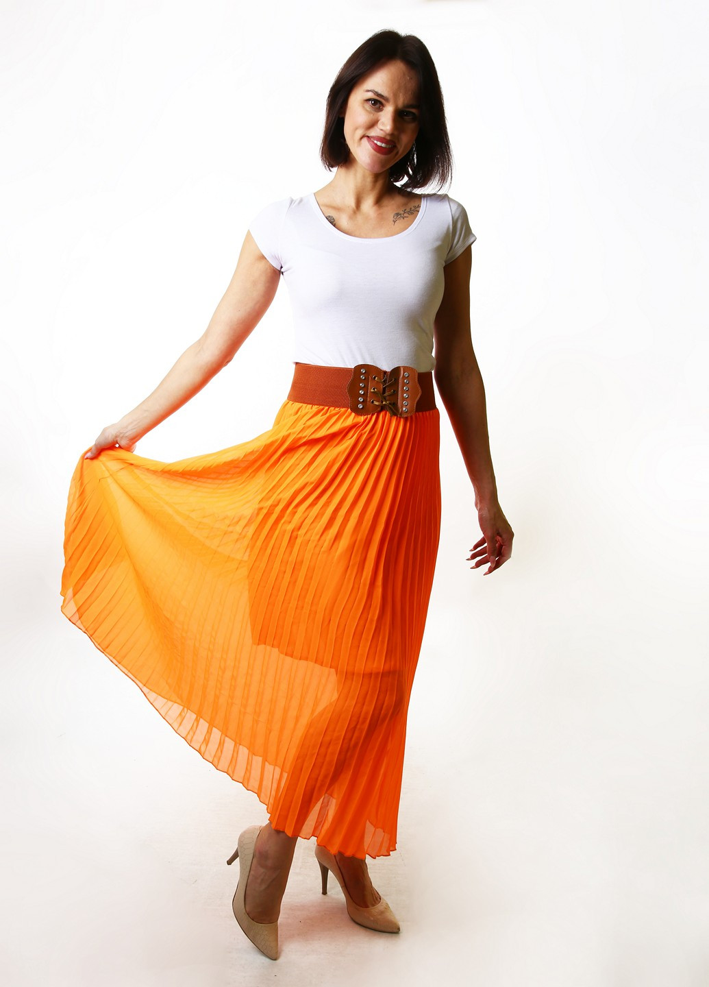 Оранжевая кэжуал однотонная юбка Mtp