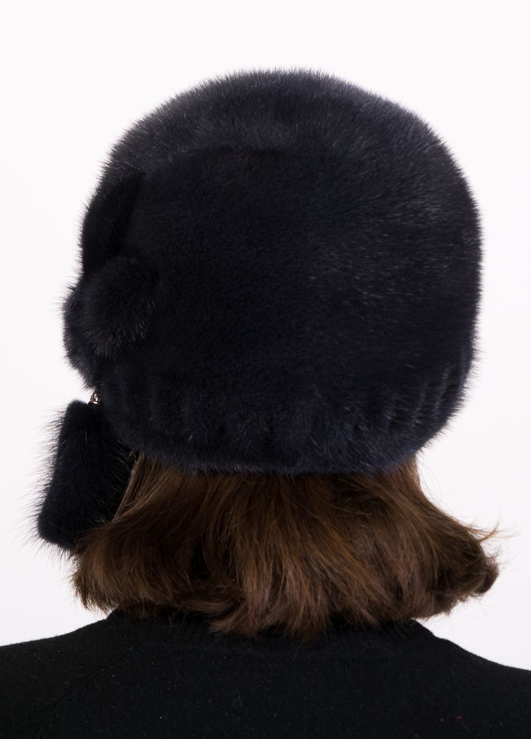 Зимняя модная женская шапка из меха норки Меховой Стиль шарик роза (270365800)