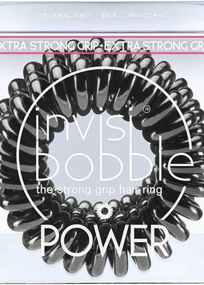 Резинка-браслет для волосся сильної фіксації Power True Black, 3шт Invisibobble (270368682)