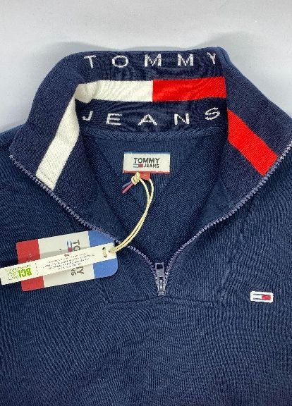 Свитшот Tommy Jeans - Прямой крой однотонный темно-синий повседневный хлопок - (270509379)