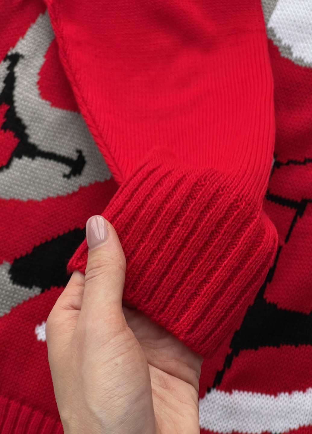 Красный зимний теплый женский свитер с оленями красный 110001085 пуловер Merlini NY