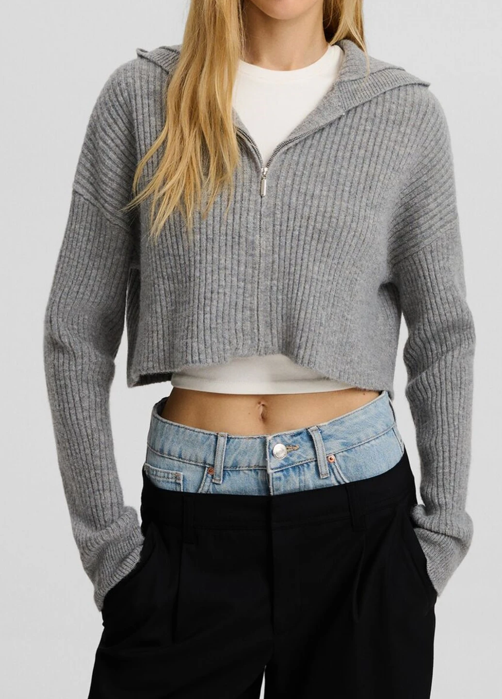 Серый демисезонный кардиган Bershka