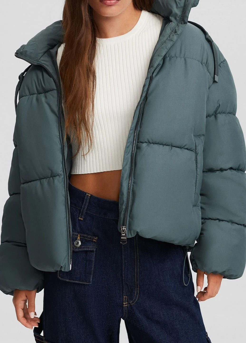 Серо-синяя демисезонная куртка Bershka