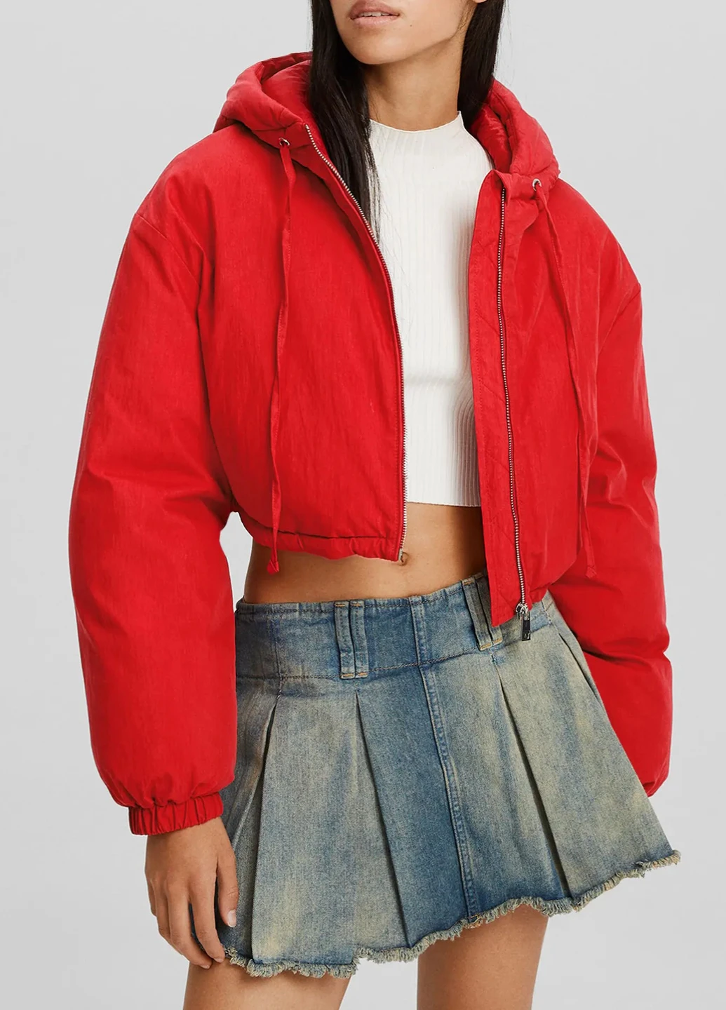 Червона демісезонна куртка Bershka
