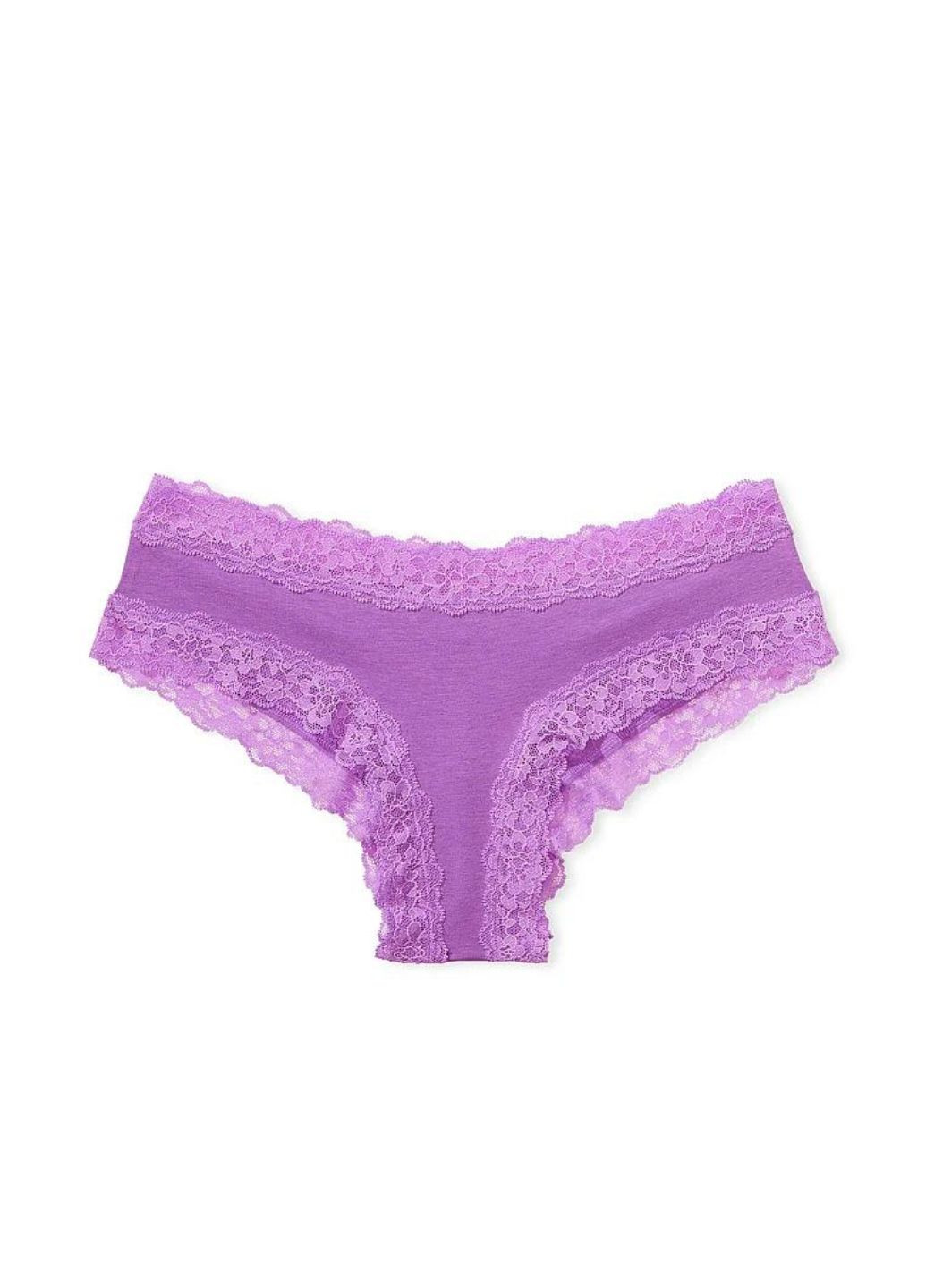 Трусики з мереживом на поясі Victoria's Secret posey lace waist cotton cheeky panty (270828731)