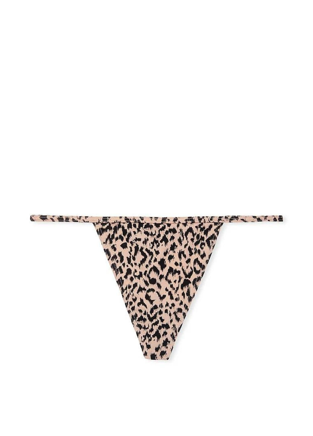 Трусики танга з бавовни, м'які та ніжні до тіла, колір леопард Victoria's Secret stretch cotton v-string panty (270828733)