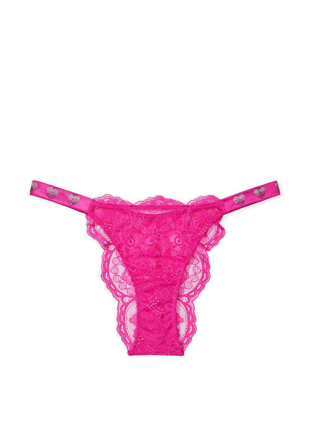 Трусики со стразами на поясе сердце Victoria's Secret shine strap lace brazilian panty (270828750)