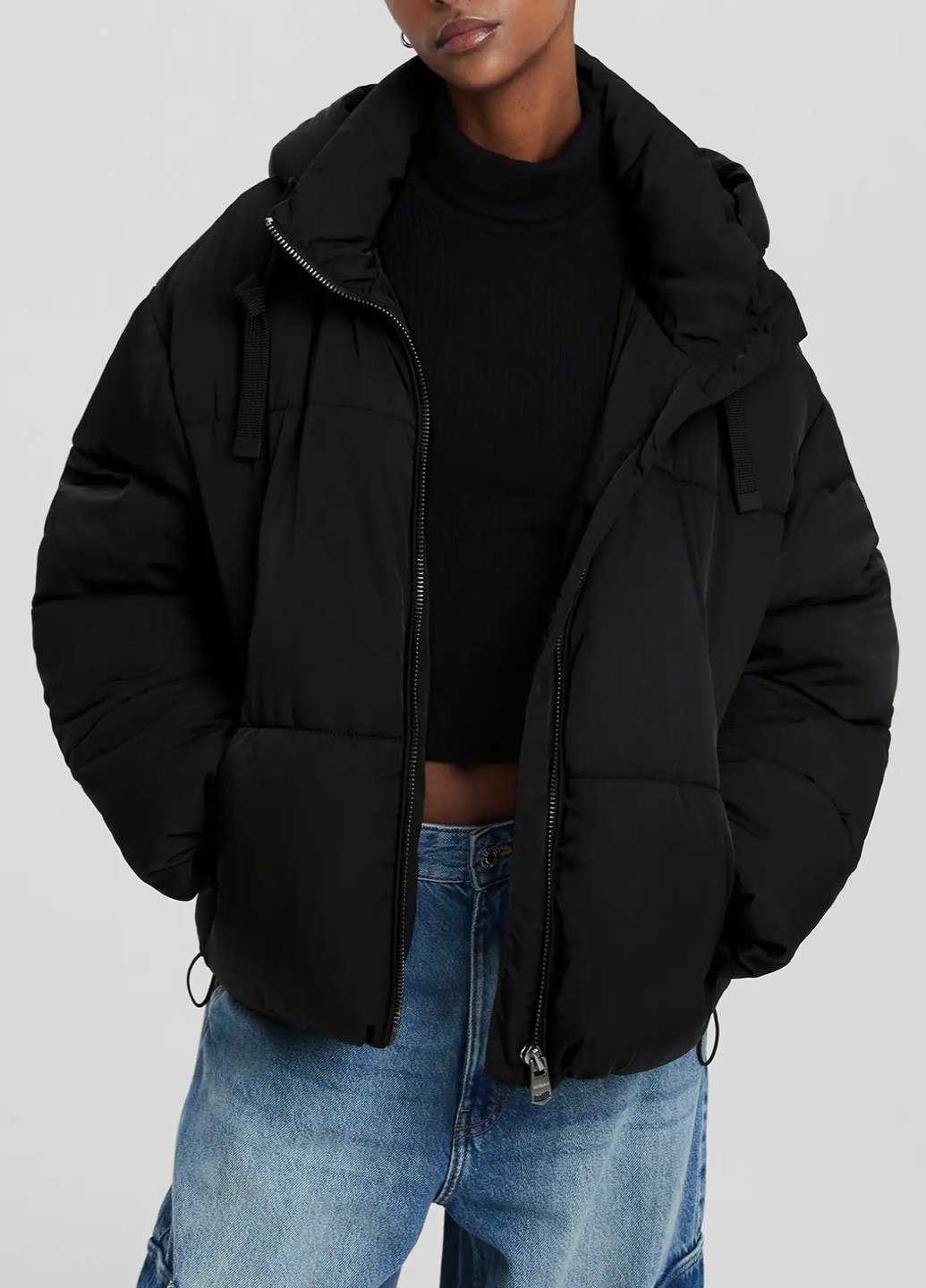 Черная демисезонная куртка Bershka
